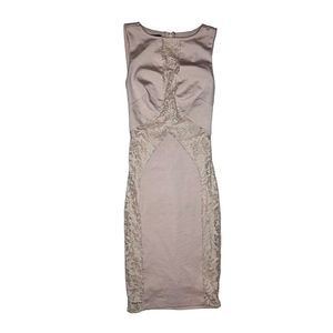 Bebe pink stretch lace bodycon sleeveless mini dress zip up back size xxs